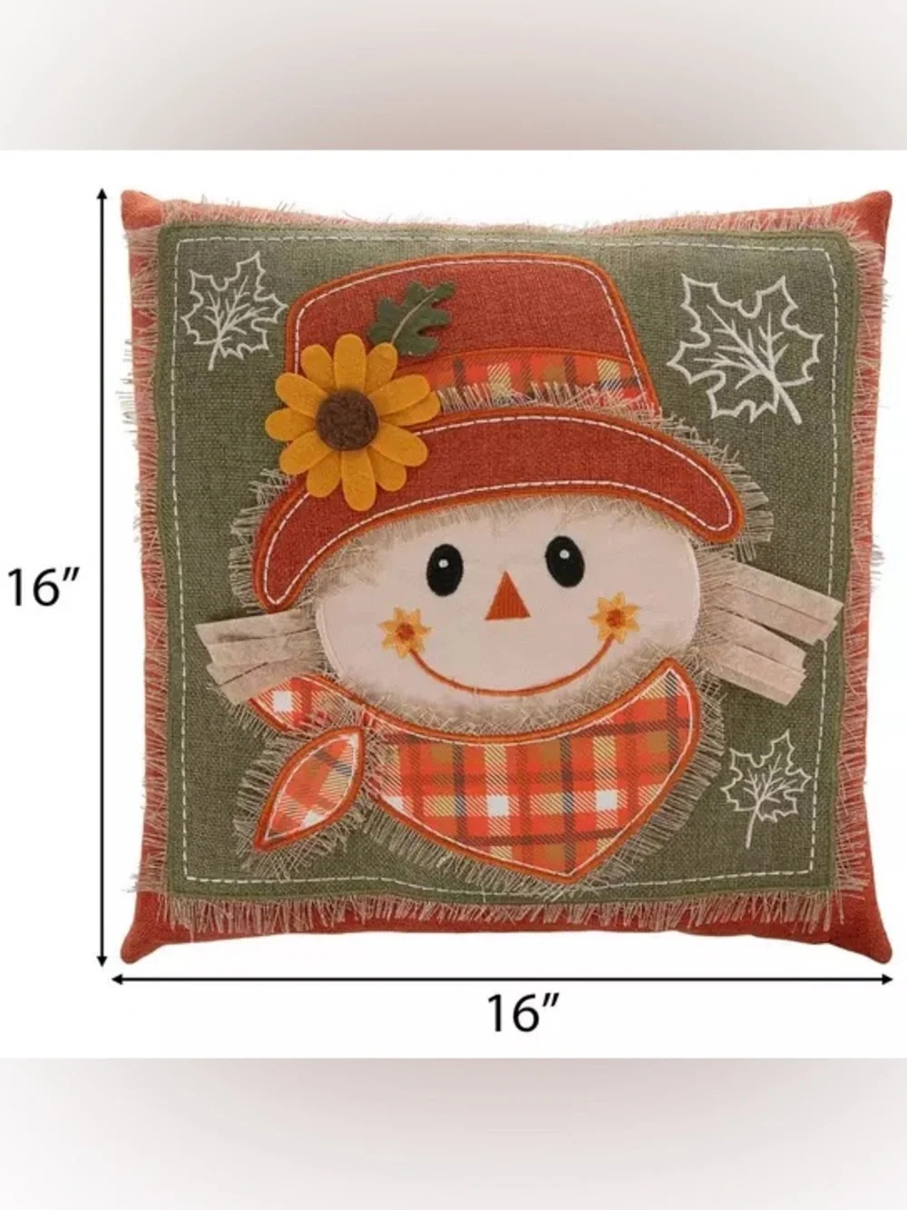 Orange & Green Plaid Scarecrow Pillow